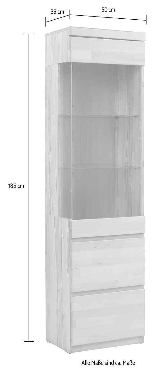 Vitrine OSLO Breite ca. 50 cm, Teilmassiv, Eichefarben